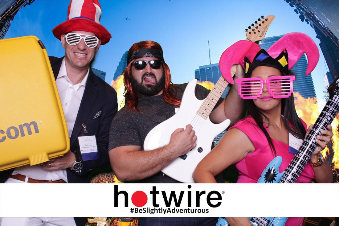 guests taking photo in front of green screen